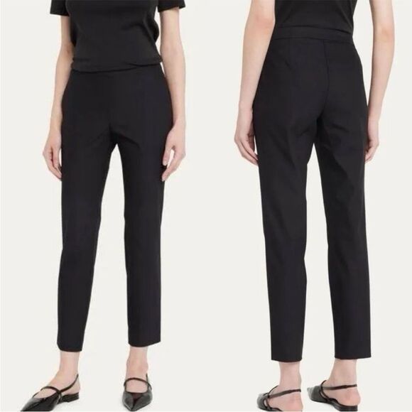 Theory Cropped Slim Pants 00 Black Thaniel - Picture 1 of 8
